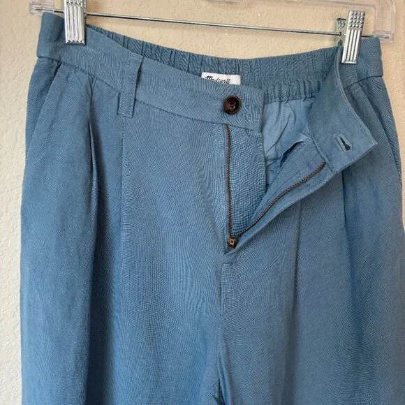 Madewell The Linen-Blend Tailored Tapered Pant in Ocean - Picture 8 of 11